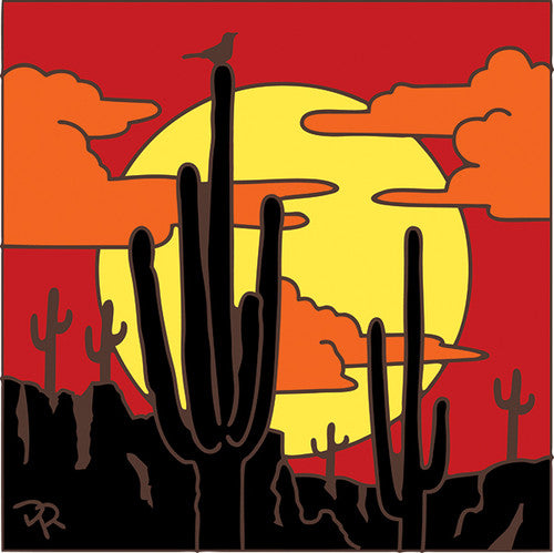 Saguaros Sunset Silhouette Ceramic Tile Trivet or Wall Art | Hand Glazed Arizona Desert Art Gift | Colorful Cactus Wall Decor