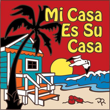  "Mi casa es su casa" Beach Hut Welcome sign - Ceramic Tile Welcome Plaque