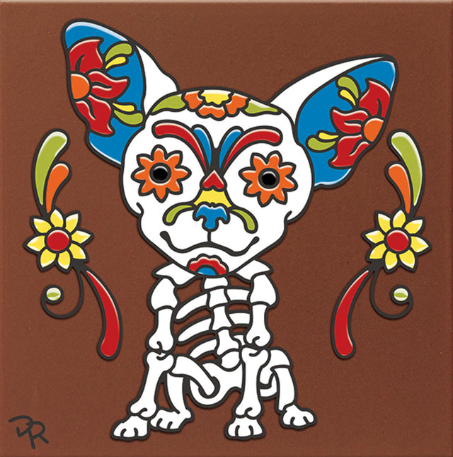 Day of the Dead Chihuahua - Dog Lover Gift - Ceramic Tile Trivet Art 