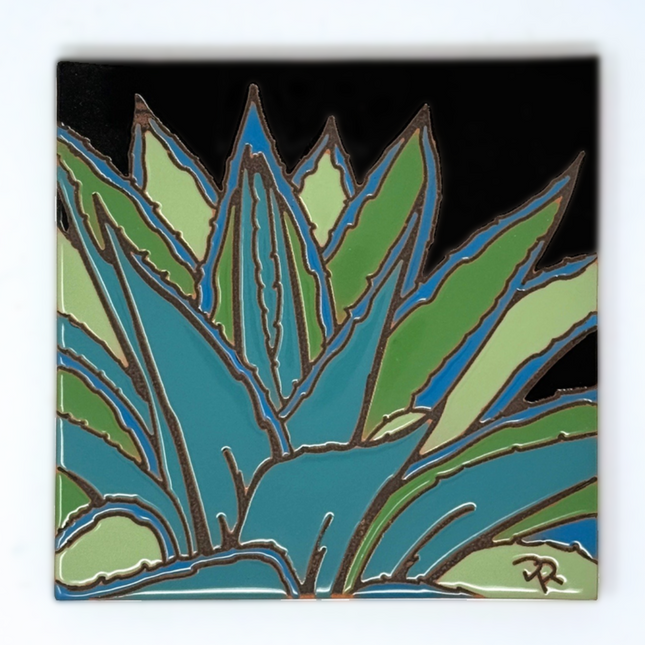 Agave - Earthtones Tile - Ceramic tile house sign, wall art gift or kitchen trivet