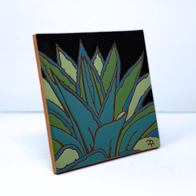 Agave - Earthtones Tile - Ceramic tile house sign, wall art gift or kitchen trivet