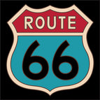 Red and Turquoise Sign on Black Background