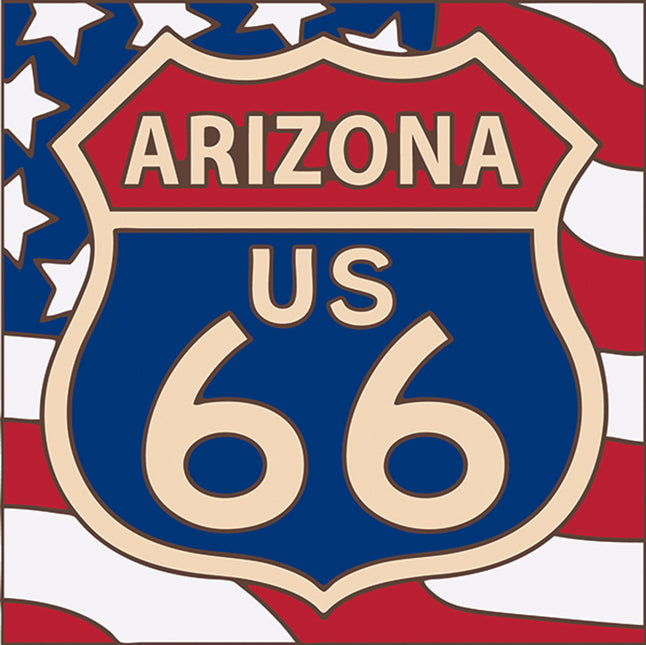Arizona route 66 ceramic tile with american flag traveler gift