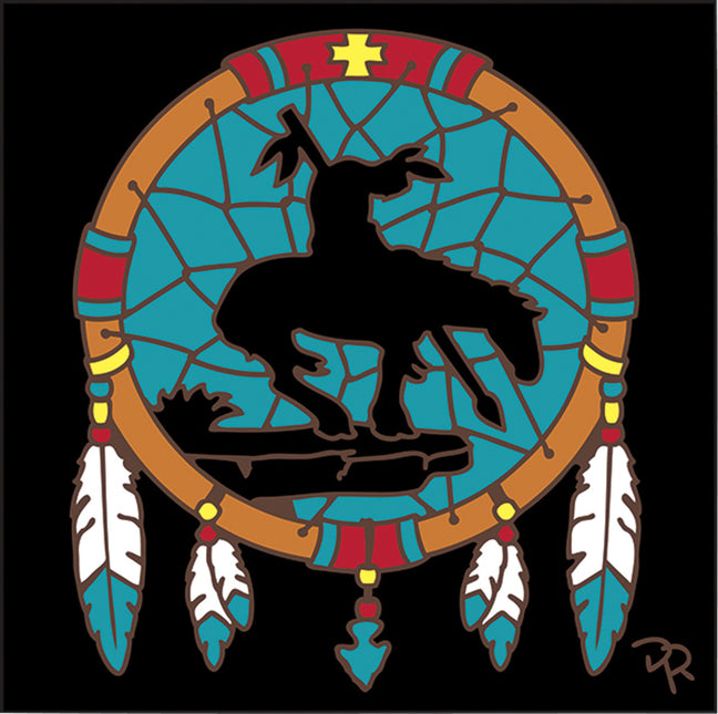Dreamcatcher "End of the Trail Tile |  Ceramic Tile Kitchen Trivet | Southwest Desert Gift | Native American Art