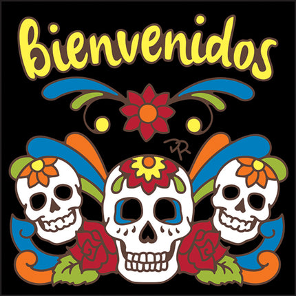 Day of the Dead Bienvenidos Tile Sign | Dia de los Muertos Welcome Plaque | Hand Glazed Tile | Southwestern Wall Decor