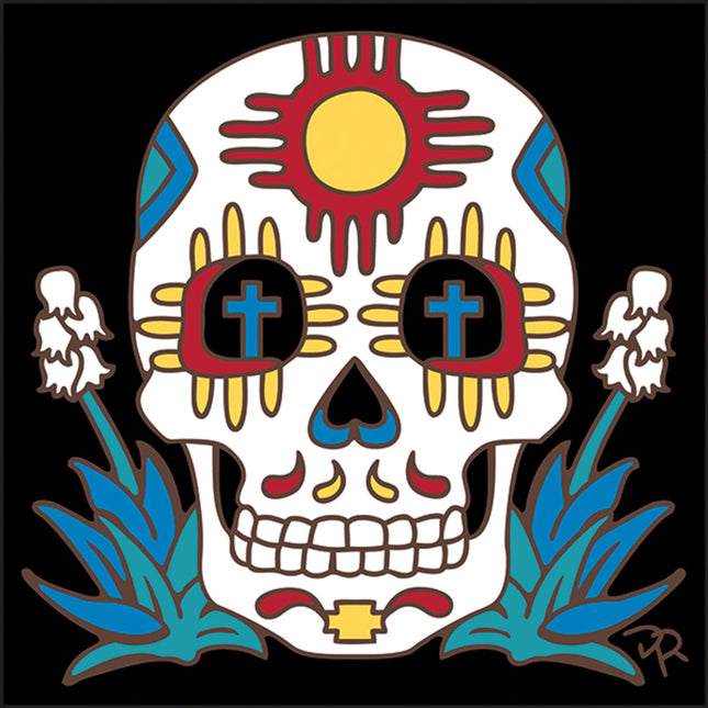 Day of the Dead Zia  Tile Trivet | Dia de los Muertos Art | Hand Glazed Tile | Southwestern Wall Decor