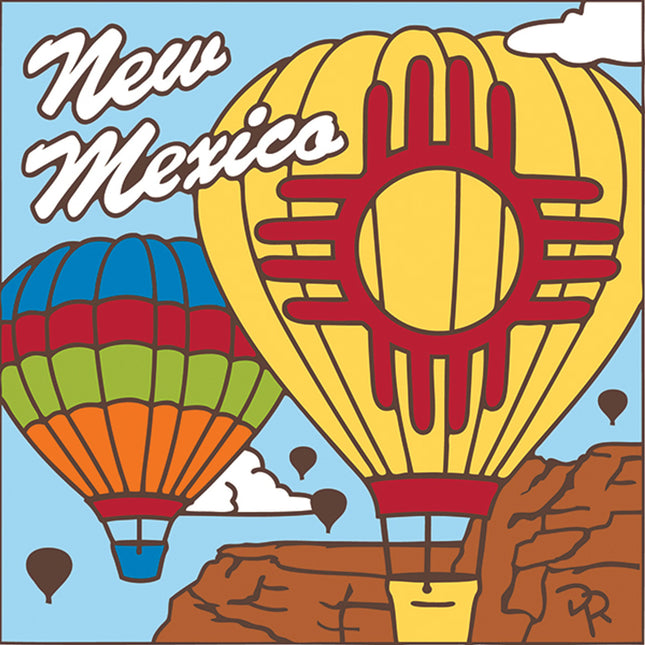 Zia Hot Air Balloons Ceramic Tile | New Mexico Gift | Southwestern Wall Decor | Colorful Kitchen Trivet