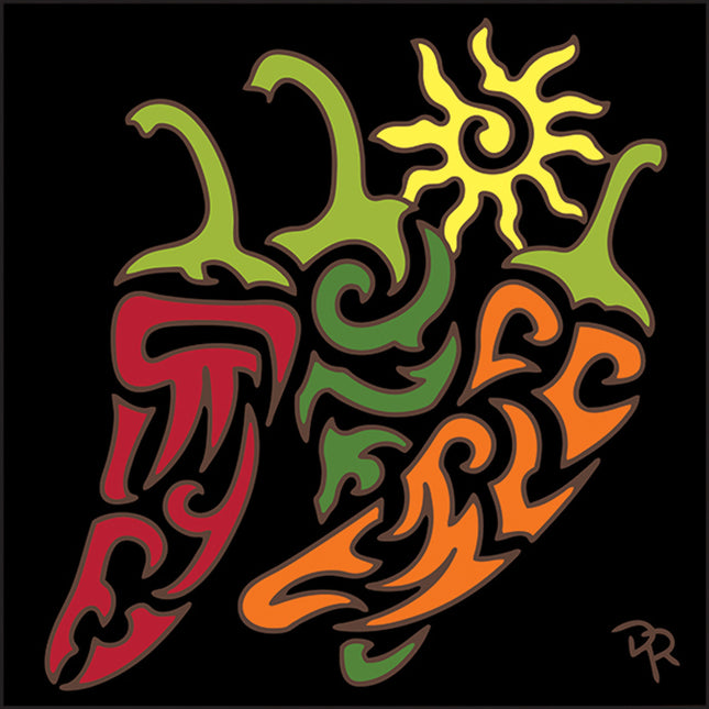 Tribal Chili Peppers Tile | Southwest Arizona ceramic tile art trivet | Kitchen gift for chili lovers
