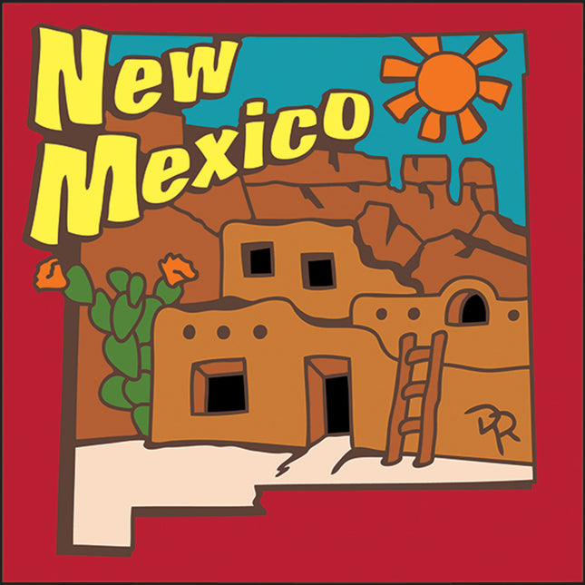 New Mexico Postcard Tile |  Ceramic Tile Kitchen Trivet | Southwest Desert NM Gift 