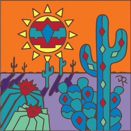 Southwest Desert Sunrise Tile |  Ceramic Tile Kitchen Trivet | Southwest Desert Gift