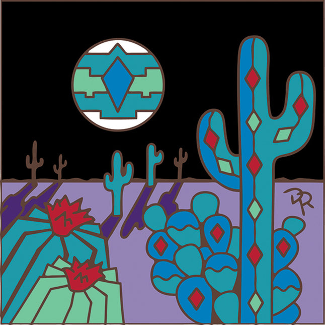 Southwest Desert Moon Tile |  Ceramic Tile Kitchen Trivet | Southwest Desert Gift