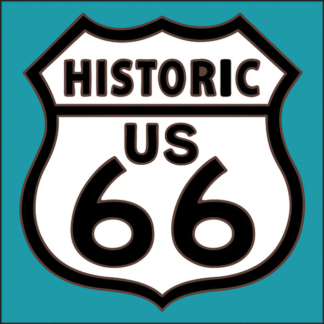 Historic Route 66 Road Sign Tile | Ceramic Tile Trivet Art Gift | Travel Gift | Loose Ceramic Tile