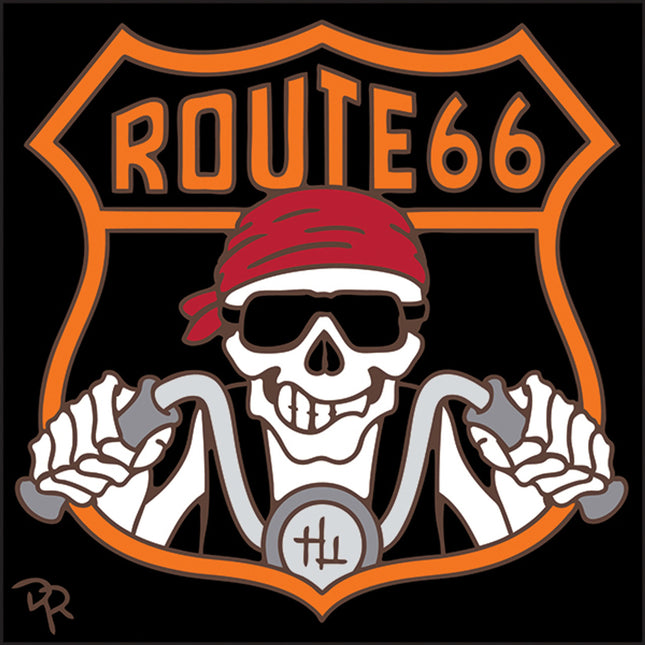 Day of the Dead Route 66 Biker Tile | Dia de los Muertos Art | Hand Glazed Tile Trivet | Southwestern Wall Decor | Family Memorial Motorcycle Gift