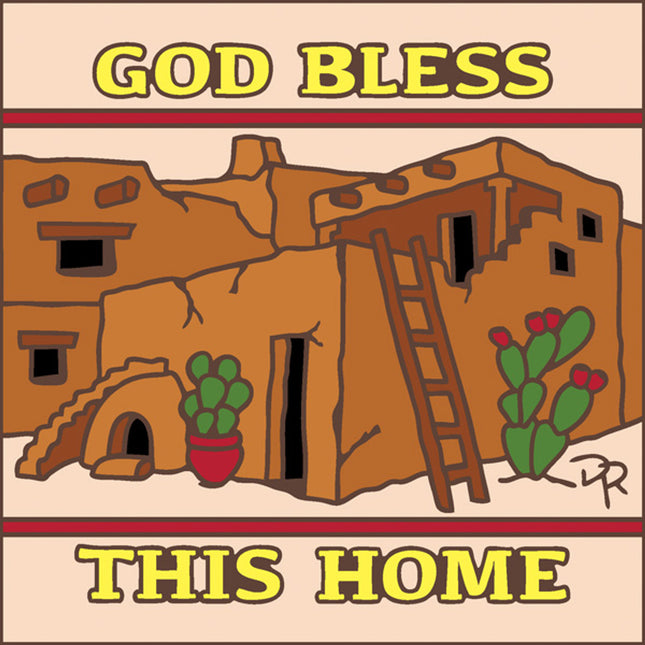 Adobe "God Bless this Home" -  Ceramic Tile Welcome Plaque 
