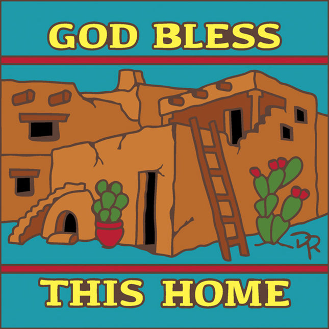 Adobe "God Bless this Home" -  Ceramic Tile Welcome Plaque 