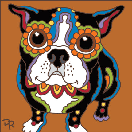 Boston Terrier Popeyed Pup Tile - Dog Lover Gift - Ceramic Tile Trivet Art Pet memorial gift