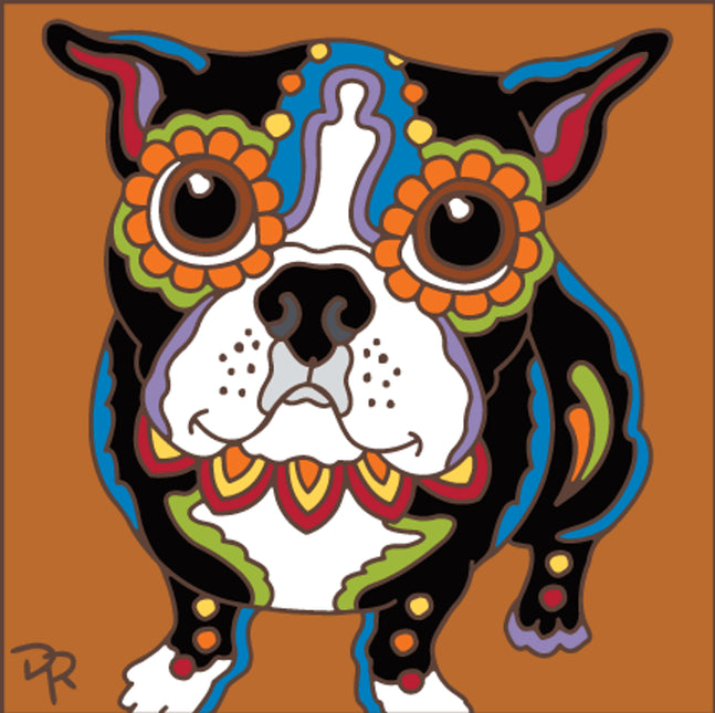 Boston Terrier Popeyed Pup Tile - Dog Lover Gift - Ceramic Tile Trivet Art Pet memorial gift