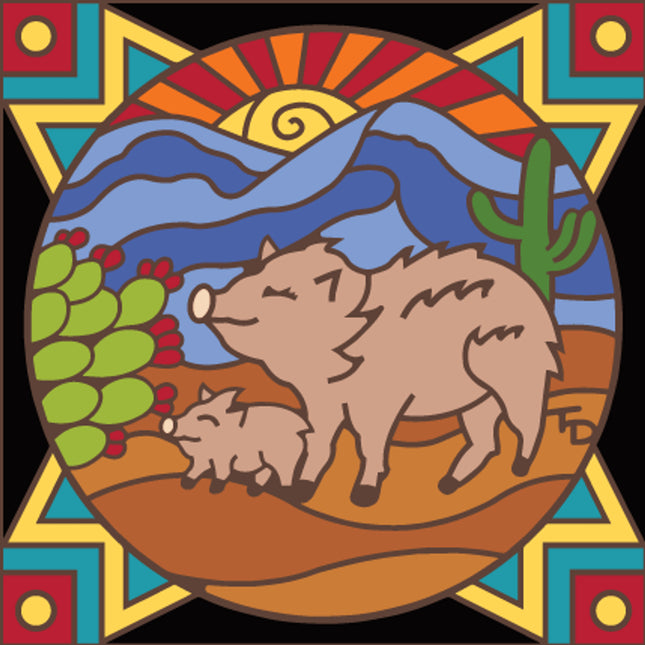 Desert Javelina Ceramic tile art gift | Southwest wall decor