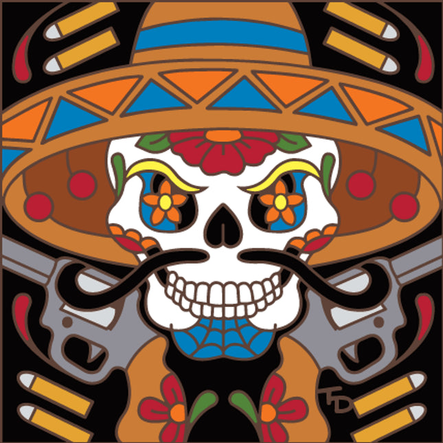 Day of the Dead Pancho Bandito Trivet | Dia de los Muertos Art | Hand Glazed Tile | Southwestern Wall Decor