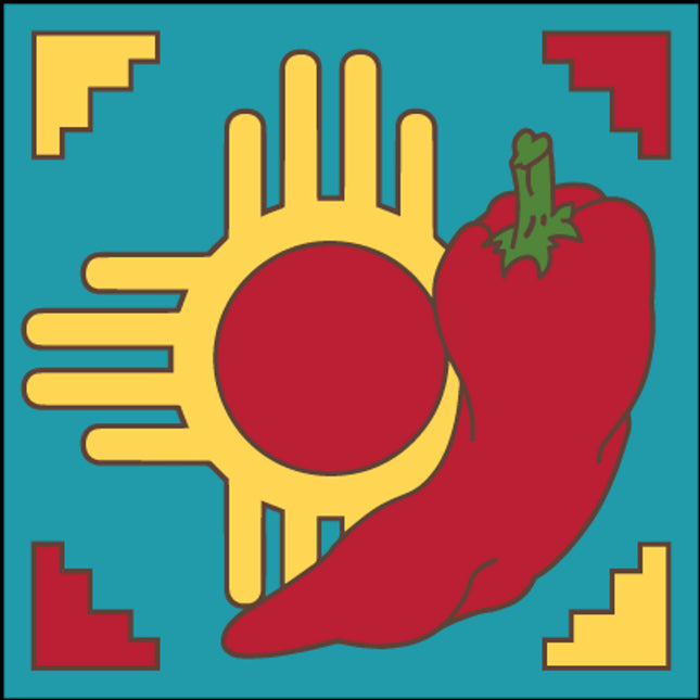 Zia Chili ceramic tile art gift | New Mexico Gift | Kitchen Trivet | Chili Peppers