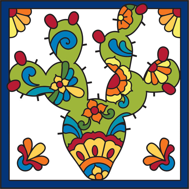 Talavera Prickly Pear Cactus Tile (8713)