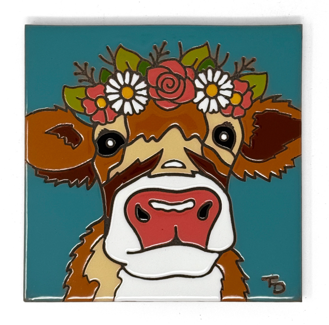 farmhouse cow ceramic tile | Farm gift 