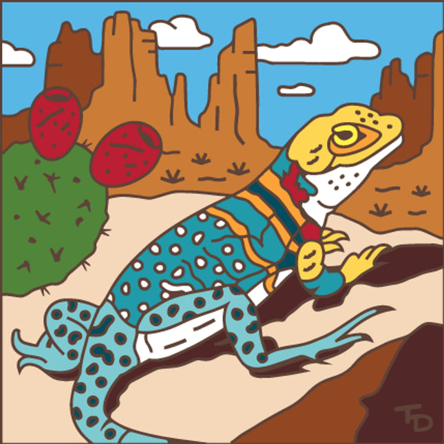 Collared Lizard Tile | Reptile Art Gift | Ceramic Tile Trivet | Desert Wall Decor
