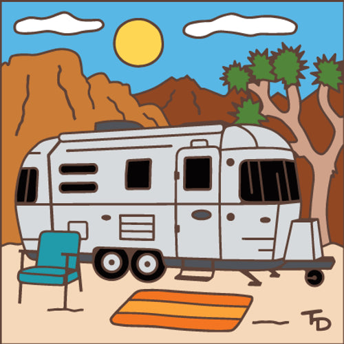 Airstream Camper Ceramic Tile | Kitchen Trivet | Art for Travelers and Campers