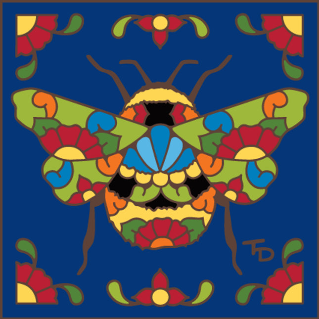 Talavera Bee  - Southwest Ceramic Tile Art Sign - Hand glazed tile kitchen trivet | Nature Art