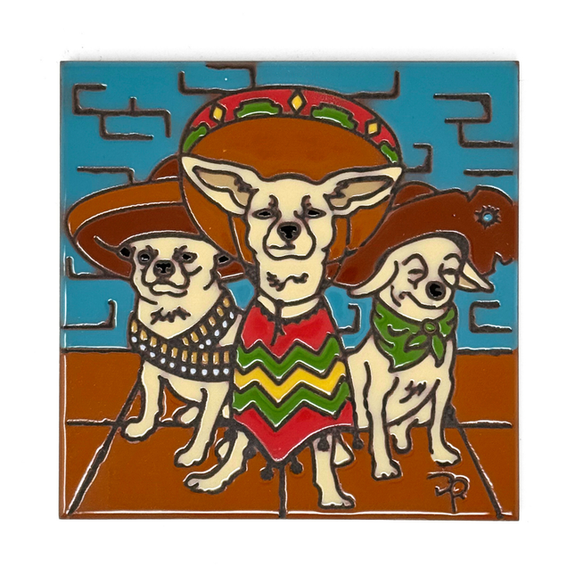 3 amigos chihuahua ceramic tile
