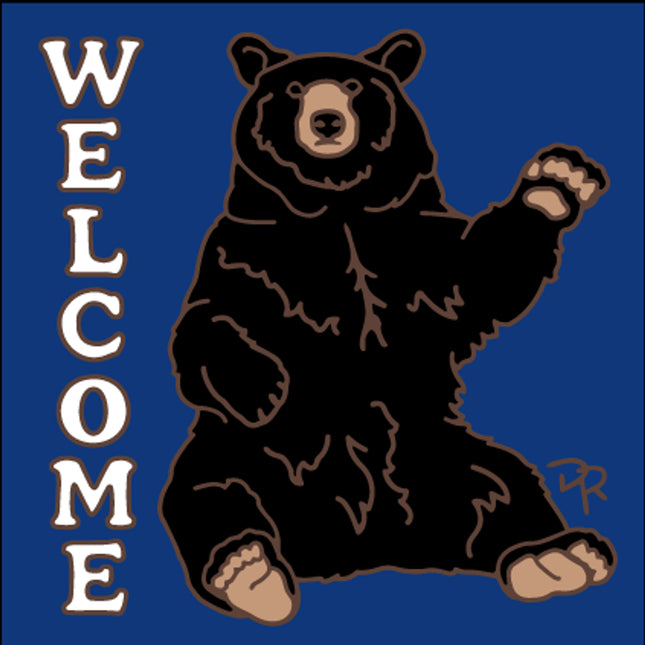 6"x6" Hand-Glazed Ceramic Bear Welcome Plaque | Bear Tile | Welcome House Sign