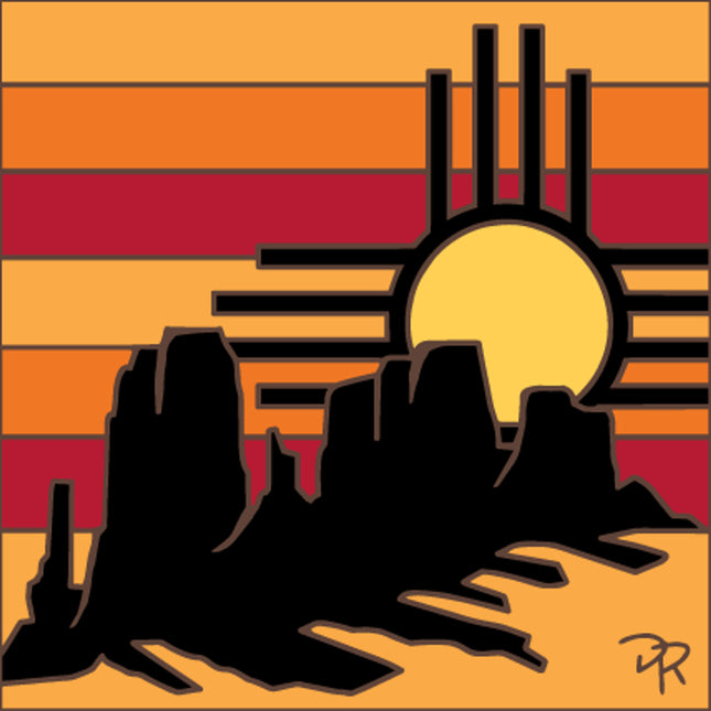 Zia Silhouette Ceramic Tile | New Mexico Gift | Southwestern Wall Decor | Colorful Kitchen Trivet