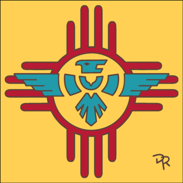 Thunderbird Zia Ceramic Tile | New Mexico Gift | Southwestern Wall Decor | Colorful Kitchen Trivet