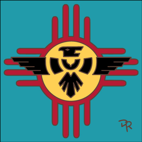 Thunderbird Zia Ceramic Tile | New Mexico Gift | Southwestern Wall Decor | Colorful Kitchen Trivet