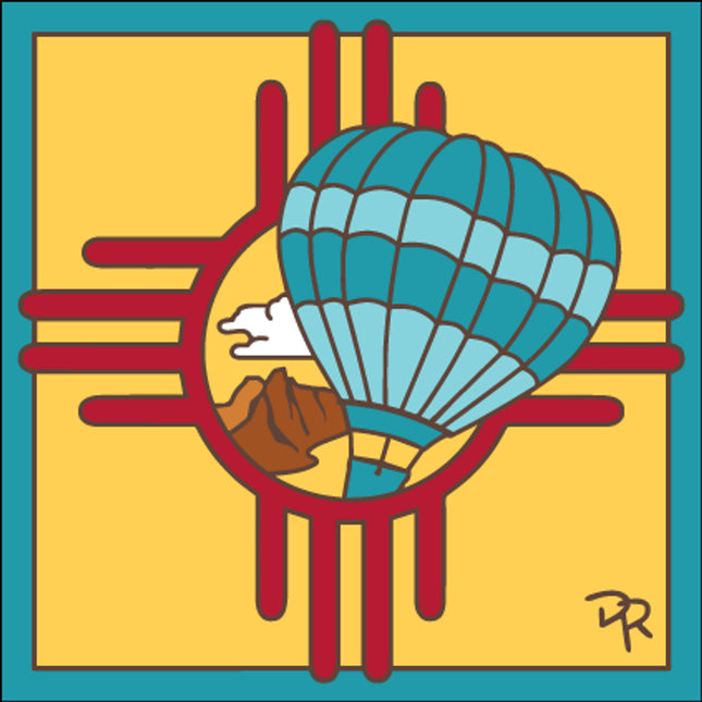 Hot Air Balloon Zia Ceramic Tile | New Mexico Gift | Southwestern Wall Decor | Colorful Kitchen Trivet