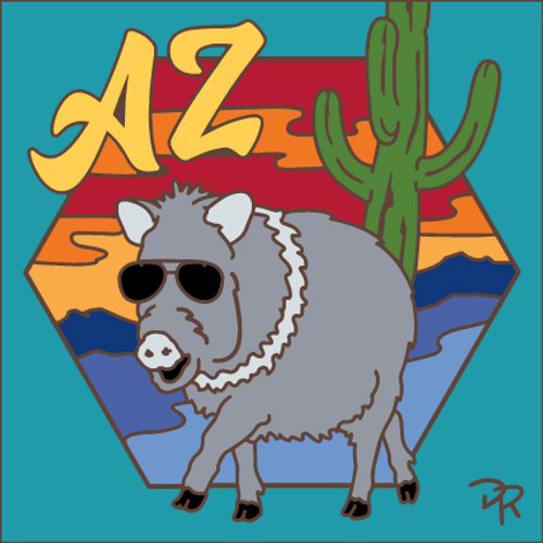 Javelina Sunset ceramic tile art gift | Arizona Souvenir | Kitchen Trivet