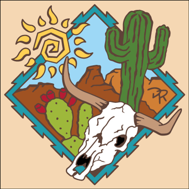 Desert Steer Skull Ceramic Art Tile