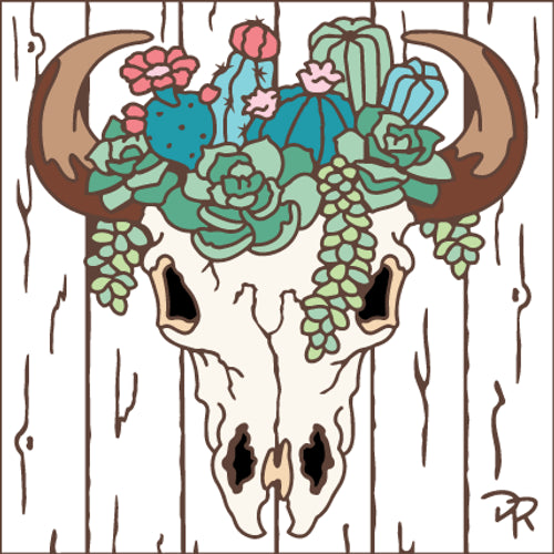Farmhouse Steer Skull Ceramic Art Tile | Southwestern Kitchen Trivet | Farm Kitchen Gift