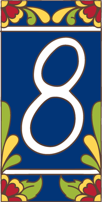 Cobalt Blue Talavera Tile House Numbers (TC)