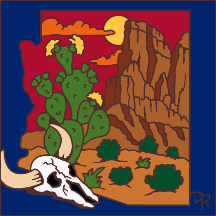 Arizona State Skull with Desert Tile (9266A)
