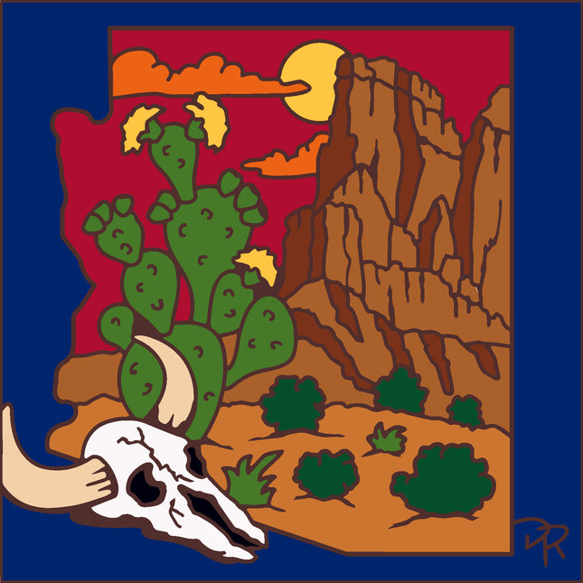 Arizona State Skull with Desert Tile (9266A)