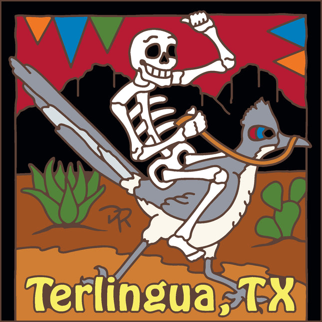 Terlingua, Texas Day of the Dead Roadrunner Wrangler Tile (9378A)
