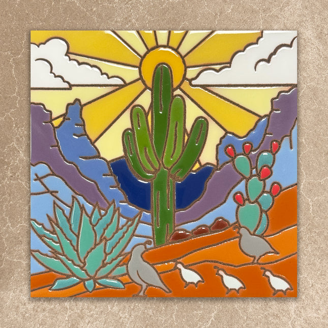 Saguaro desert scene ceramic tile