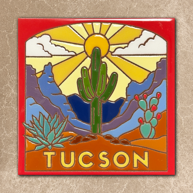 Tucson Saguaro Sunrise Tile (9407A)