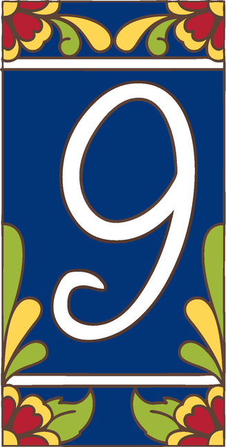 Cobalt Blue Talavera Tile House Numbers (TC)