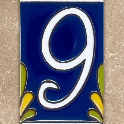 Cobalt Blue Talavera Tile House Numbers (TC)