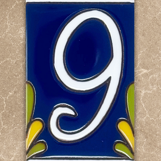 Cobalt Blue Talavera Tile House Numbers (TC)