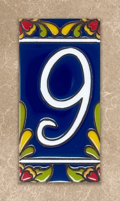 Cobalt Blue Talavera Tile House Numbers (TC)