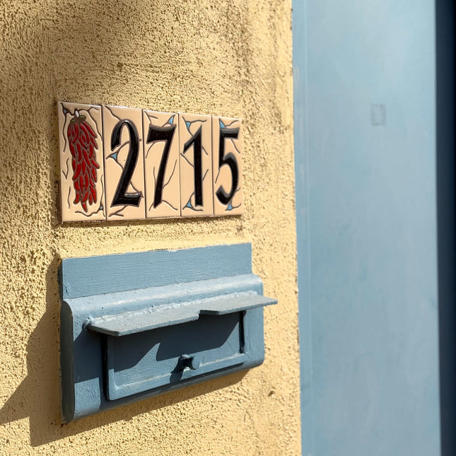 Southwest Adobe Sand House Number Tiles - Earthtones Tile - Ceramic tile house sign, wall art gift or kitchen trivet