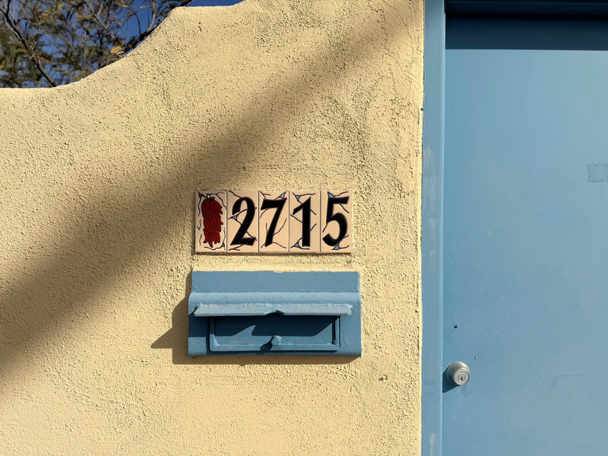 Southwest Adobe Sand House Number Tiles - Earthtones Tile - Ceramic tile house sign, wall art gift or kitchen trivet